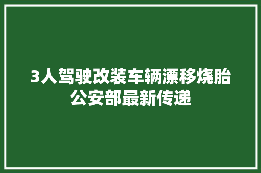 3人驾驶改装车辆漂移烧胎公安部最新传递