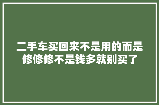 二手车买回来不是用的而是修修修不是钱多就别买了 汽车知识