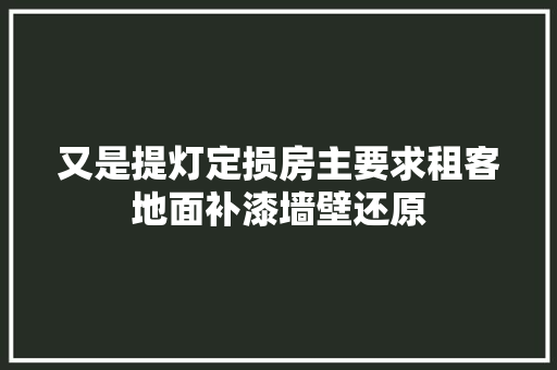 又是提灯定损房主要求租客地面补漆墙壁还原