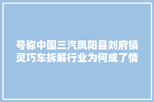 号称中国三汽凤阳县刘府镇灵巧车拆解行业为何成了情形杀手