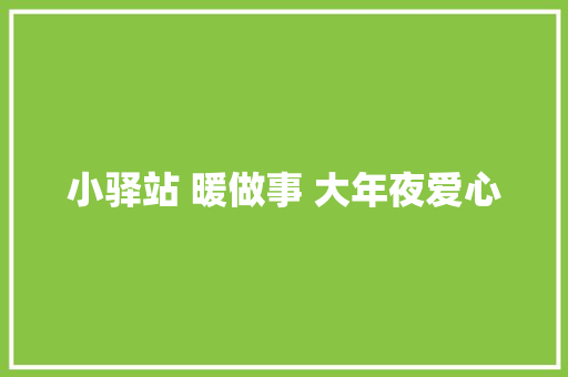 小驿站 暖做事 大年夜爱心