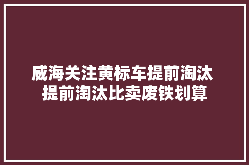 威海关注黄标车提前淘汰 提前淘汰比卖废铁划算