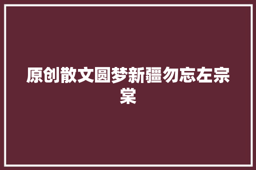 原创散文圆梦新疆勿忘左宗棠