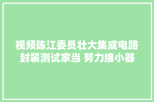 视频陈江委员壮大集成电路封装测试家当 努力缩小器械部差距