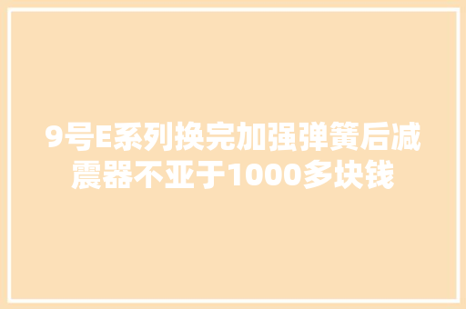 9号E系列换完加强弹簧后减震器不亚于1000多块钱