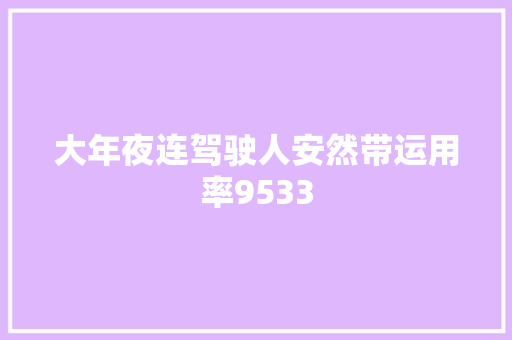 大年夜连驾驶人安然带运用率9533