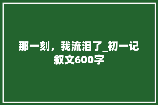 那一刻，我流泪了_初一记叙文600字