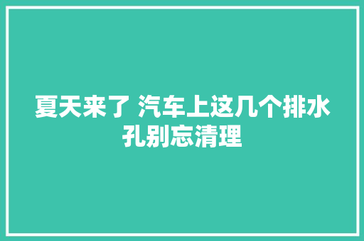 夏天来了 汽车上这几个排水孔别忘清理