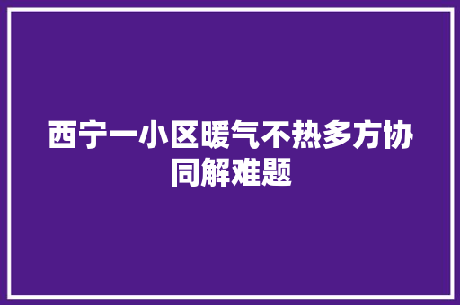 西宁一小区暖气不热多方协同解难题