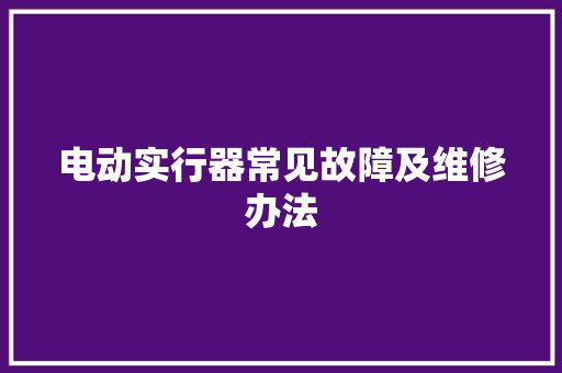 电动实行器常见故障及维修办法