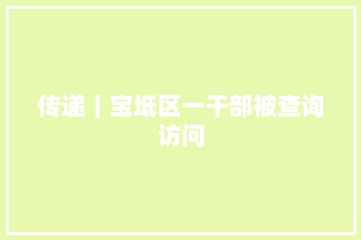 传递｜宝坻区一干部被查询访问