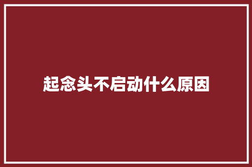 起念头不启动什么原因