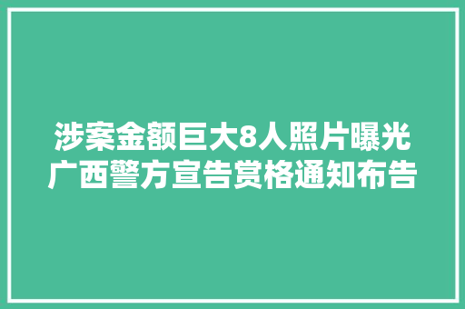 涉案金额巨大8人照片曝光广西警方宣告赏格通知布告