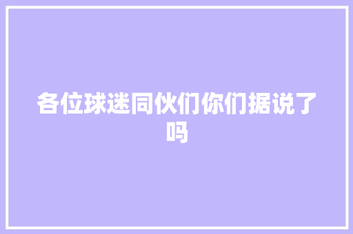 各位球迷同伙们你们据说了吗