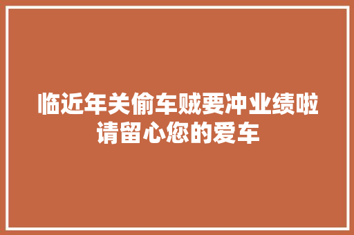 临近年关偷车贼要冲业绩啦请留心您的爱车