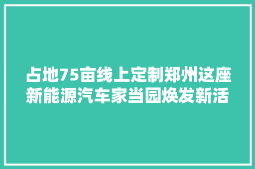 占地75亩线上定制郑州这座新能源汽车家当园焕发新活力