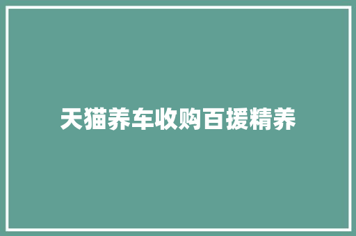 天猫养车收购百援精养