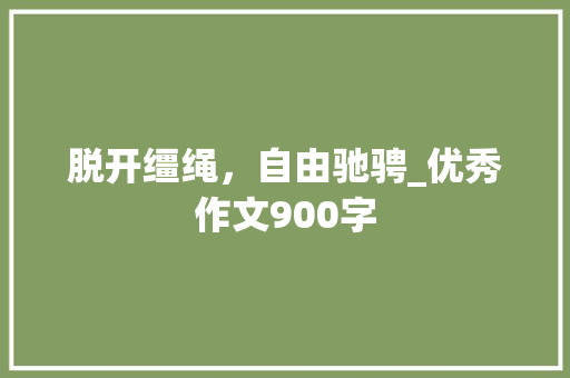 脱开缰绳，自由驰骋_优秀作文900字