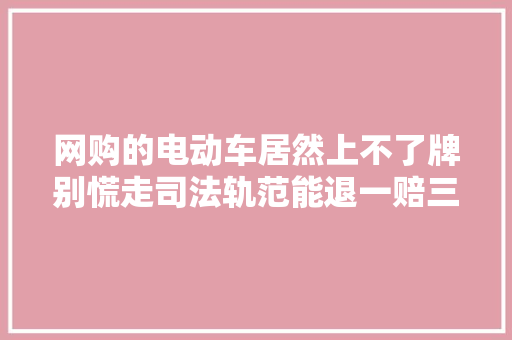 网购的电动车居然上不了牌别慌走司法轨范能退一赔三