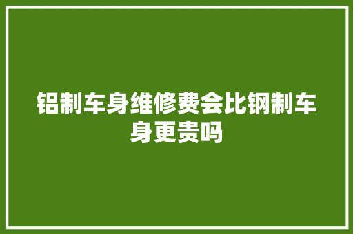 铝制车身维修费会比钢制车身更贵吗