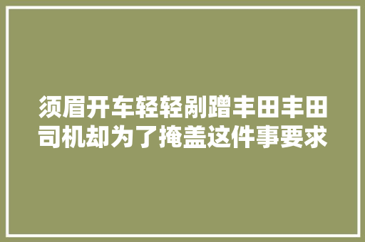 须眉开车轻轻剐蹭丰田丰田司机却为了掩盖这件事要求索赔2万