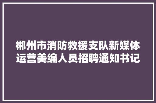 郴州市消防救援支队新媒体运营美编人员招聘通知书记
