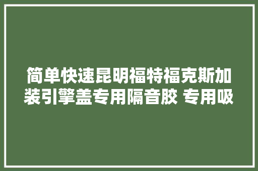 简单快速昆明福特福克斯加装引擎盖专用隔音胶 专用吸音棉 静丰