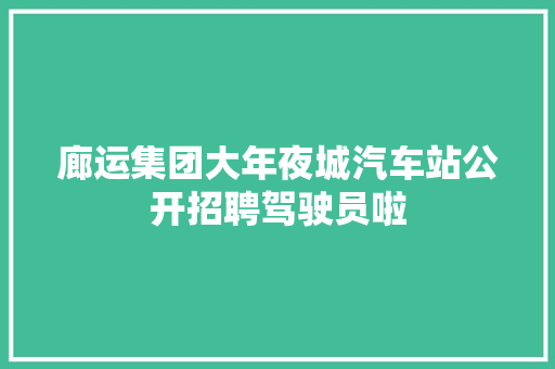 廊运集团大年夜城汽车站公开招聘驾驶员啦