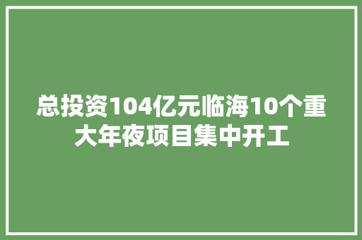 总投资104亿元临海10个重大年夜项目集中开工