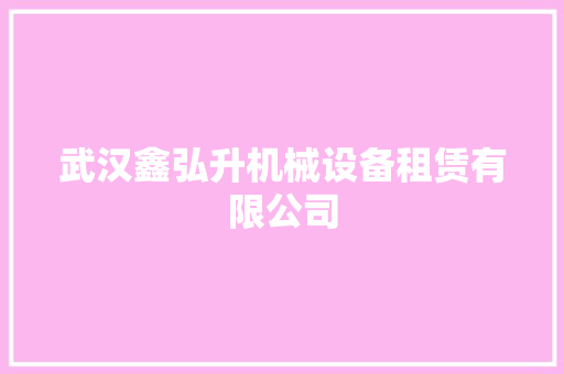 武汉鑫弘升机械设备租赁有限公司