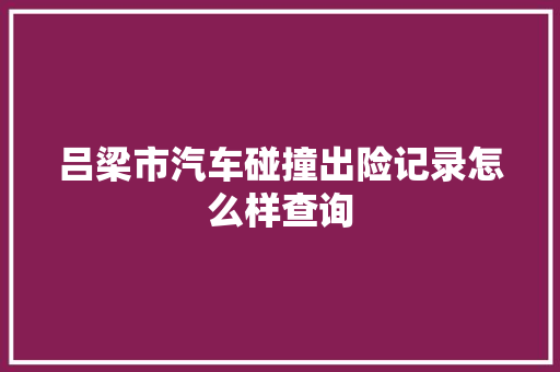 吕梁市汽车碰撞出险记录怎么样查询