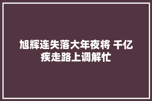 旭辉连失落大年夜将 千亿疾走路上调解忙