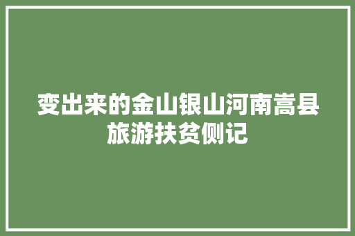 变出来的金山银山河南嵩县旅游扶贫侧记