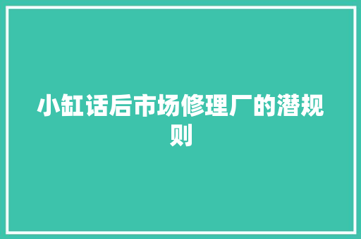 小缸话后市场修理厂的潜规则