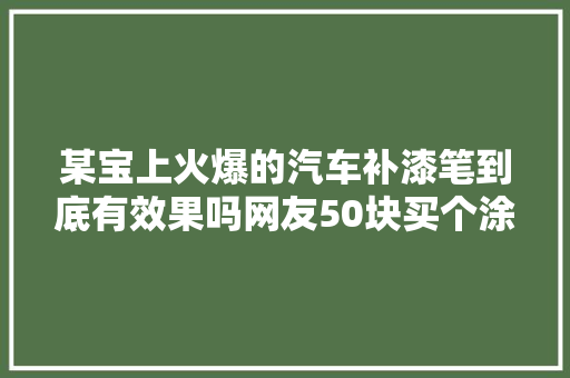 某宝上火爆的汽车补漆笔到底有效果吗网友50块买个涂改液