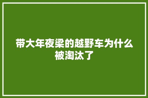 带大年夜梁的越野车为什么被淘汰了