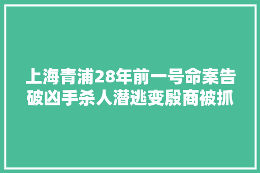 上海青浦28年前一号命案告破凶手杀人潜逃变殷商被抓获