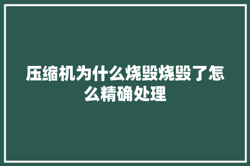 压缩机为什么烧毁烧毁了怎么精确处理