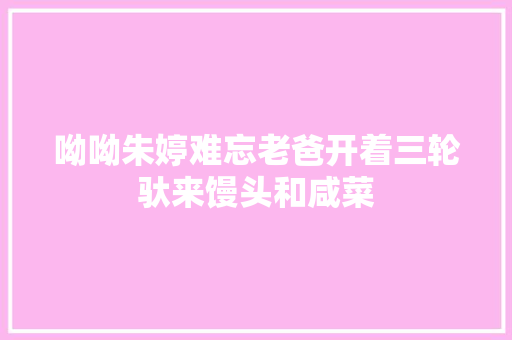 呦呦朱婷难忘老爸开着三轮驮来馒头和咸菜  第1张