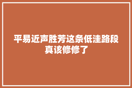 平易近声胜芳这条低洼路段真该修修了