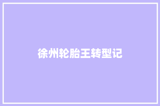 徐州轮胎王转型记