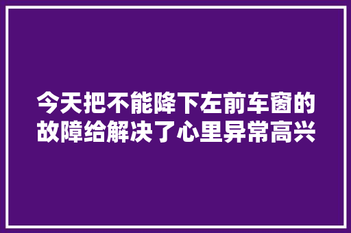 今天把不能降下左前车窗的故障给解决了心里异常高兴