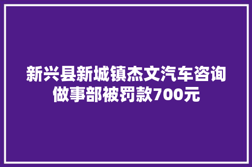 新兴县新城镇杰文汽车咨询做事部被罚款700元