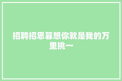 招聘招思暮想你就是我的万里挑一