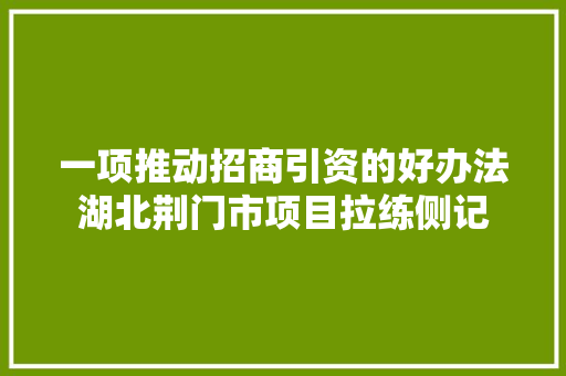 一项推动招商引资的好办法湖北荆门市项目拉练侧记