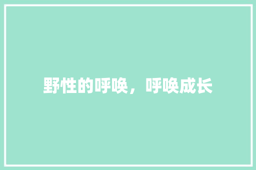 野性的呼唤，呼唤成长