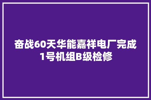 奋战60天华能嘉祥电厂完成1号机组B级检修