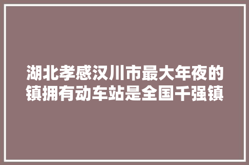 湖北孝感汉川市最大年夜的镇拥有动车站是全国千强镇
