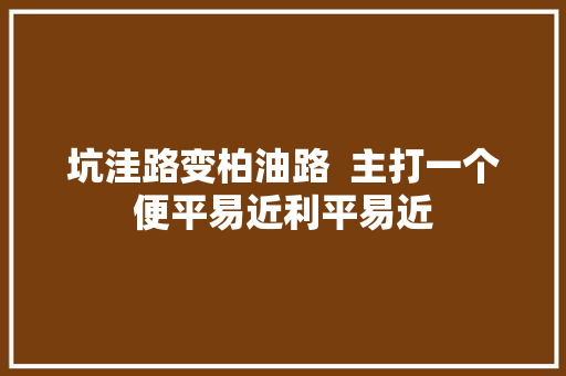 坑洼路变柏油路  主打一个便平易近利平易近