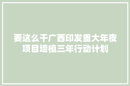 要这么干广西印发重大年夜项目培植三年行动计划
